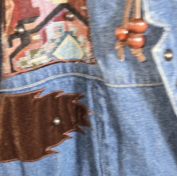 MASS New York Paris Vintage Denim Jacket with Western Accents - Picture 7 of 8